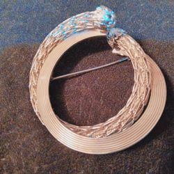 Stunning silvertone circular brooch