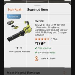 RYOBI BLOWER 40 V CORDLESS BRUSHLESS WITH BATTERY AND CHARGER BRAND NEW