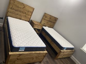 2 XL twin beds and nightstand