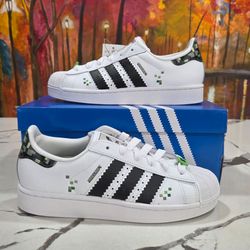 Adidas Superstar II J Minecraft Size 6.5 Youth Kids, 7.5 Women's