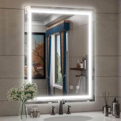 28x36 Inch LED Bathroom Mirror with Lights, Adjustable 3000K/4500K/6000K, Wall Mounted Lighted Bathr
