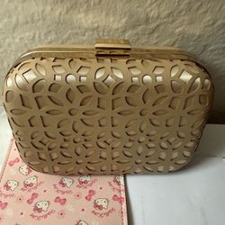 Gold Laser Cut Clutch Evening Bag