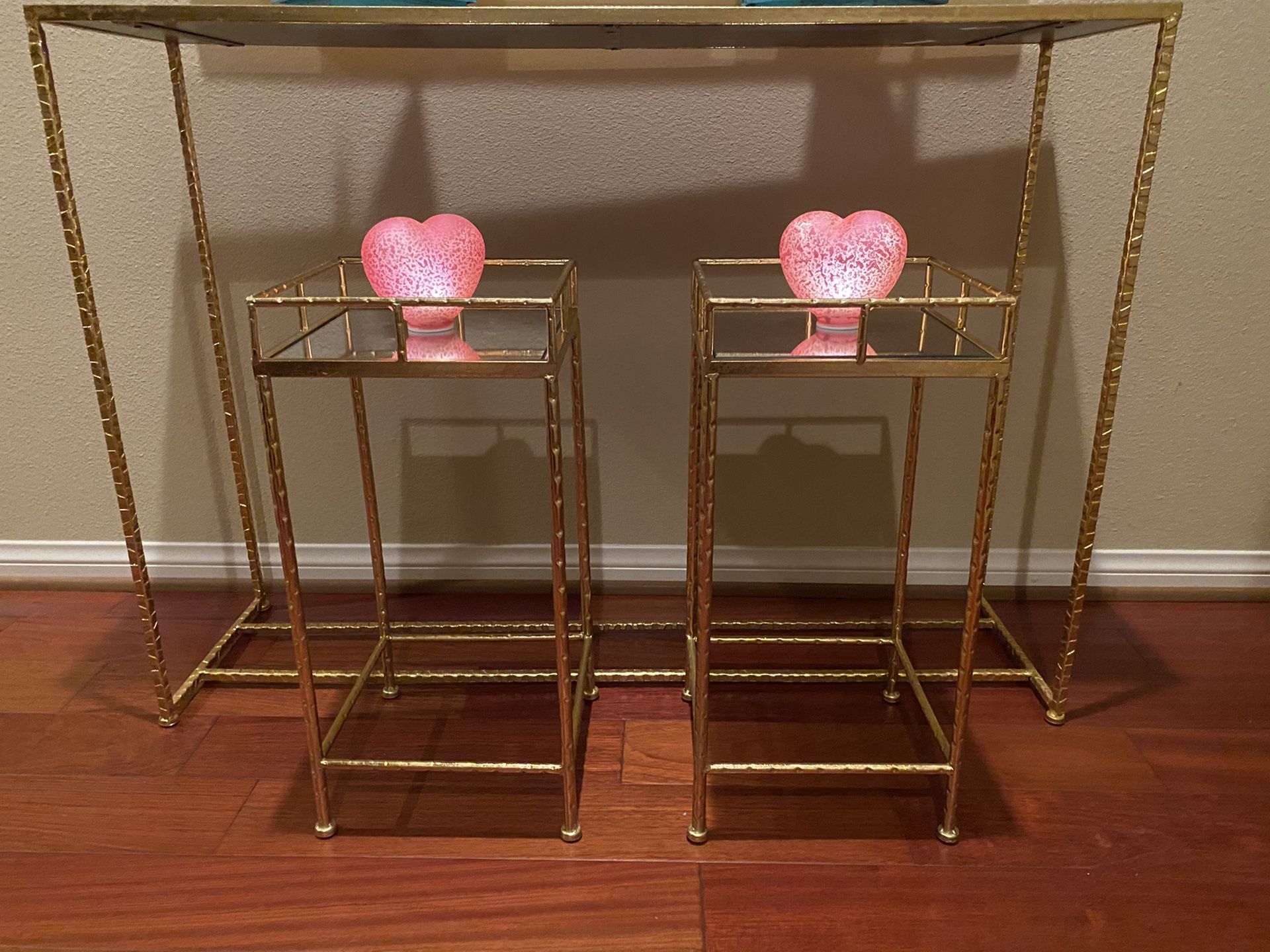 Home Decor- Tables- 2 Small Gold Tables with mirrored insert