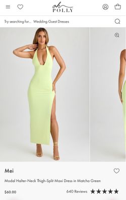 Oh Polly XS Matcha Green Halter Neck Dress, great for prom or wedding guest