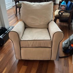 Beige Swivel Glider Recliner Chair