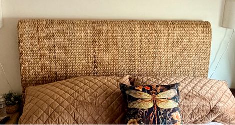 World Market Boho Banana-Leaf Queen size bed and Chair