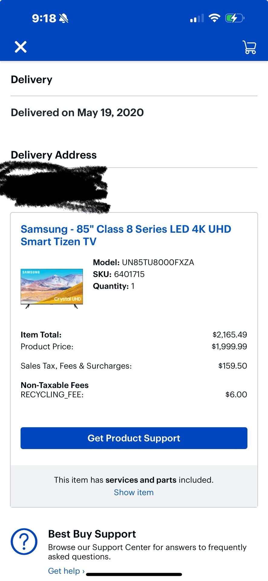 85” Samsung series 8 Flat screen *Not turning Fully On*