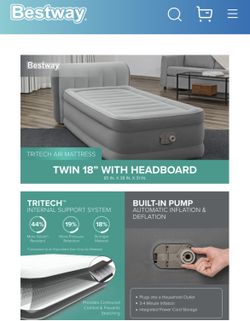 Bestway Airbed Twin Inflatable Bed With Headboard Airbed With Built-in AC Pump.