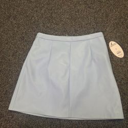 Baby Blue Pleather Mini Skort