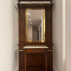 Vintage Edwardian Style Hall Tree/ Umbrella Stand With Mirror