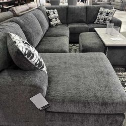 Ballinasloe Smoke Gray U Shaped Sectional Sofa With Chaise /P
