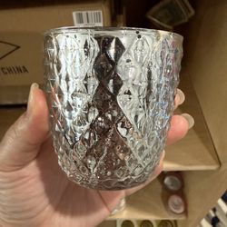 6-Pack Mercury Glass Votive Candle Holders 3" Metallic Silver