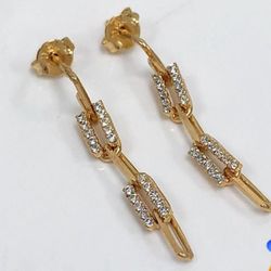 Beautiful Earrings With White Zirconias 14k Gold Plated
