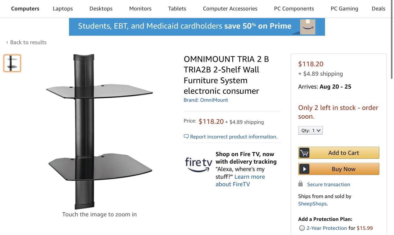 LOWEST PRICE! NEW OMNIMOUNT TRIA Wall GLASS Shelf TV Mount Wire Hider -  electronics - by owner - sale - craigslist