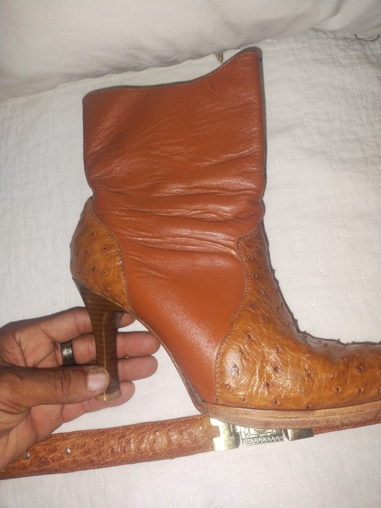 Ostrich Leather With Versace Belt