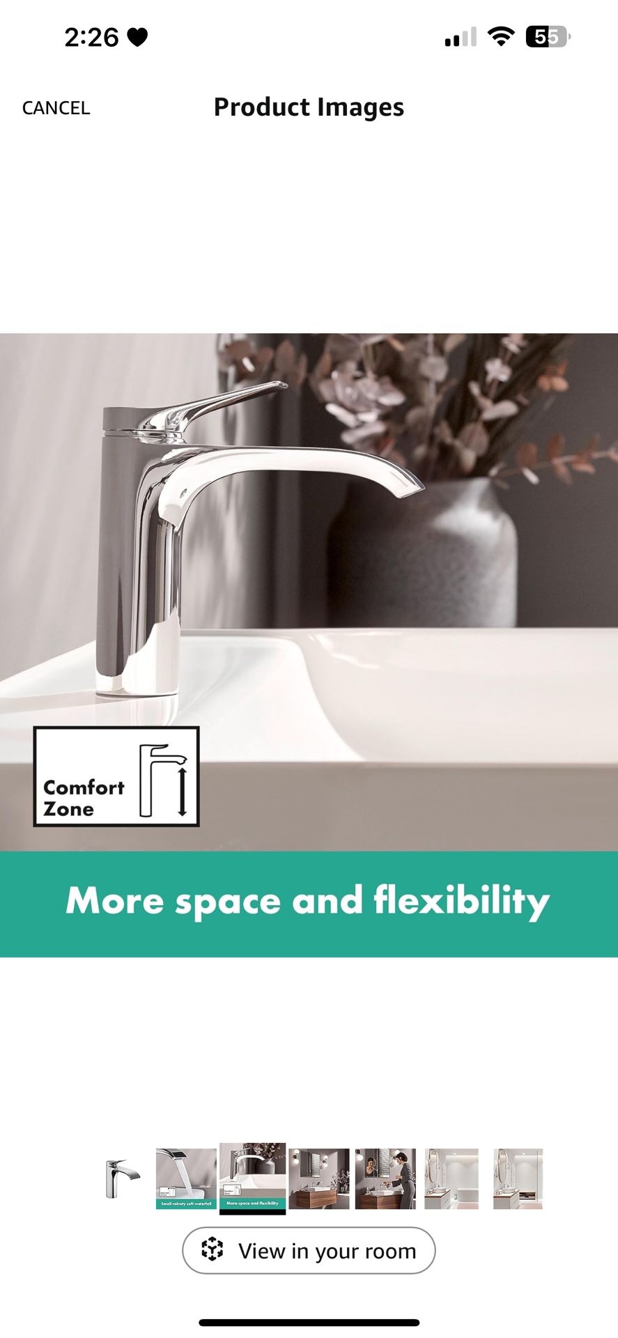 hansgrohe Vivenis Modern 1-Handle 1-Hole 7-inch Tall Bathroom Sink Faucet in Chrome, 75020001