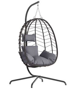 Hanging Egg Chair with Stand and Cushions