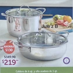 Set De Olla De 6 Qts Y Cacerola De 5 Qts Nuevas En Sus Cajas 