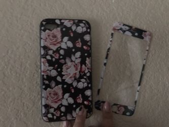 IPhone 7 Plus case and front screen protector with decor