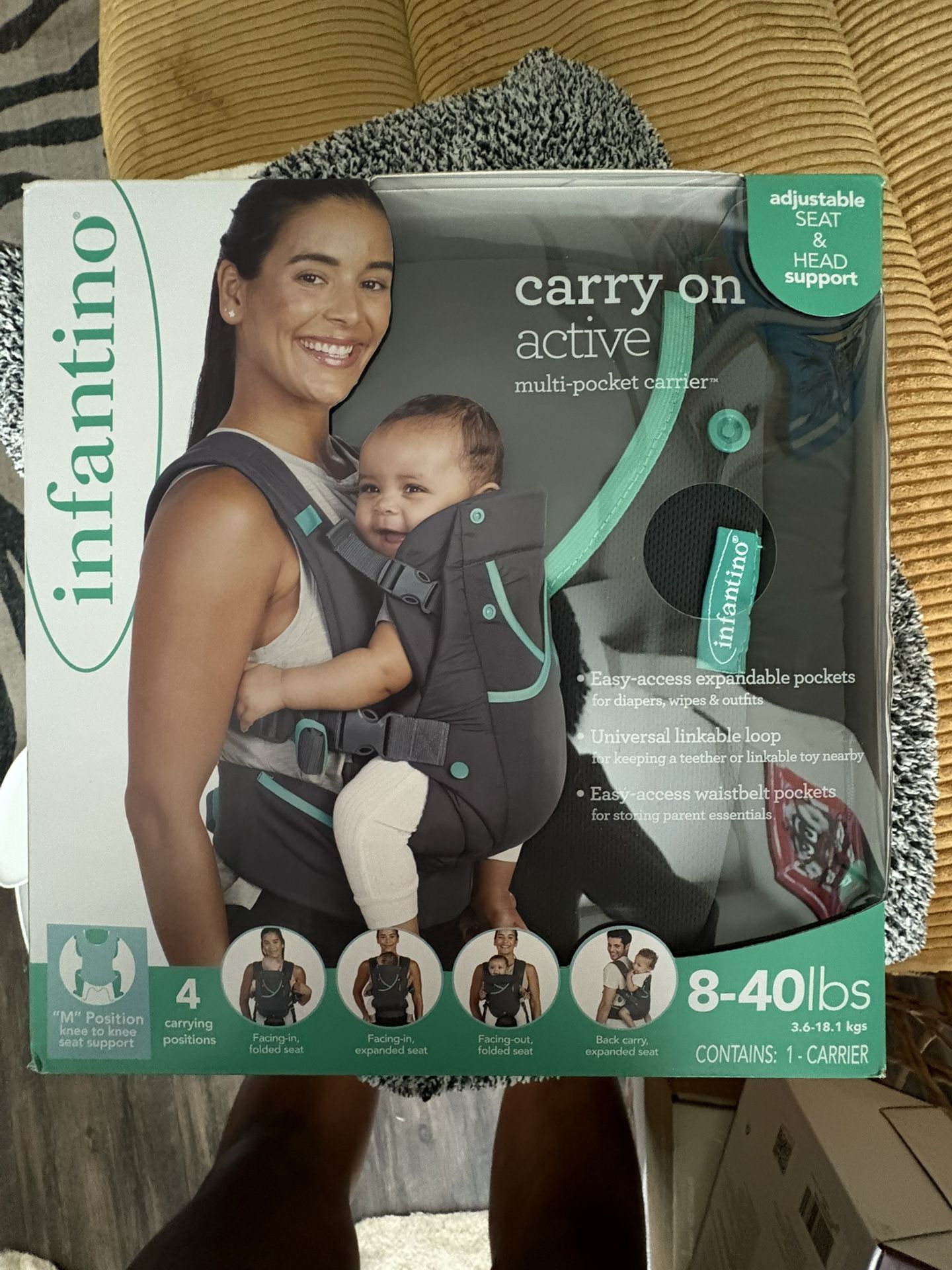 New Infantino Carry On Active Multi-Pocket Baby Carrier.