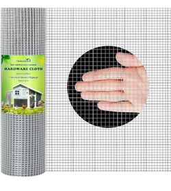Thinkahead Hardware Cloth 1/2 inch 24 X 50 ft 19 Gauge, Galvanized Wire Mesh Roll, Welded Wire Fencing, Hardware Cloth for Chicken Coop Wire, Rabbit C