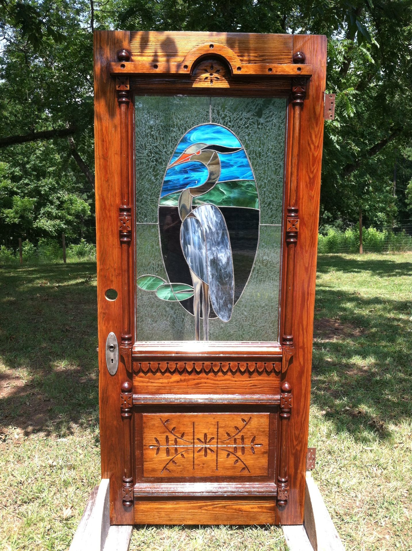  Restored Victorian Entry Door W Stained Glass Window 