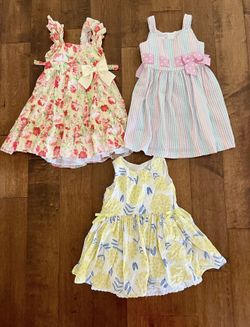 Baby Toddler Girl Adorable Girly Floral Ribbons Bow Dress Dresses Lot Size 4T