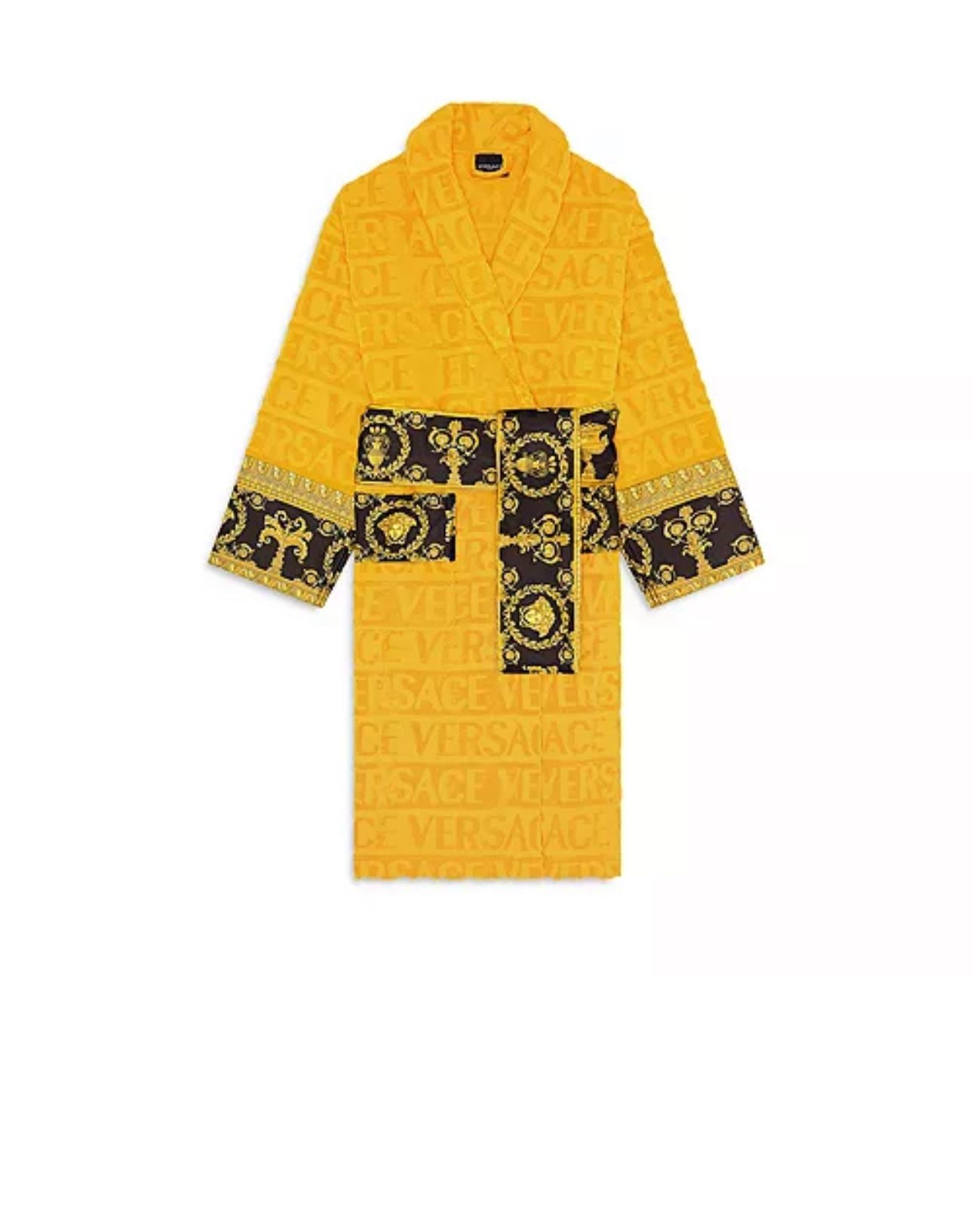 Versace I ♡ BAROQUE HOODED BATHROBE in Yellow