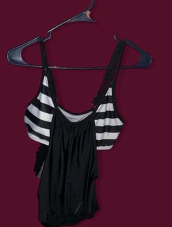 Large Black and white striped tank top with adjustable straps #stripes #summer
