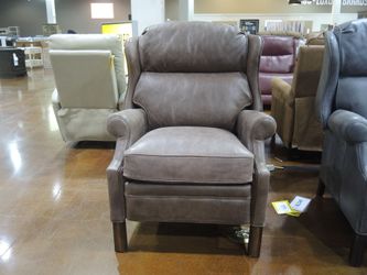 Hi Rock Home Oxford Leather Press Back Recliner - Gray-Taupe (Trastevere Terra) | Reclining Chair | Lounge Chair