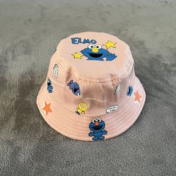 NEW  Kids  Pink  Sesame Street Printed Bucket Sun Hat UV Beach Hat 