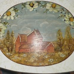 Vintage acrylic painting country side