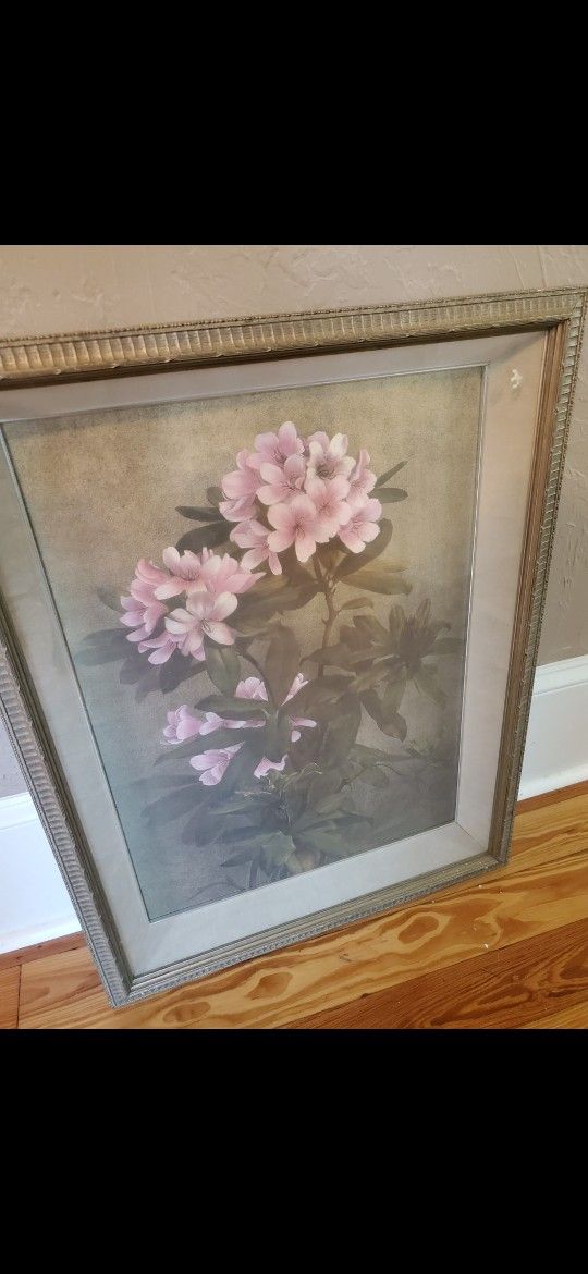 Pink Flowers Framed Picture Large