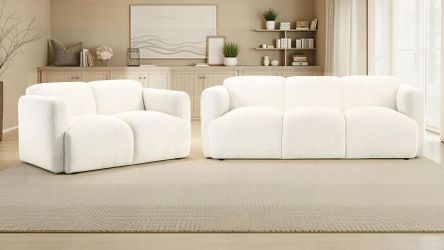 Sofa and Loveseat White fabric, New Especial price 