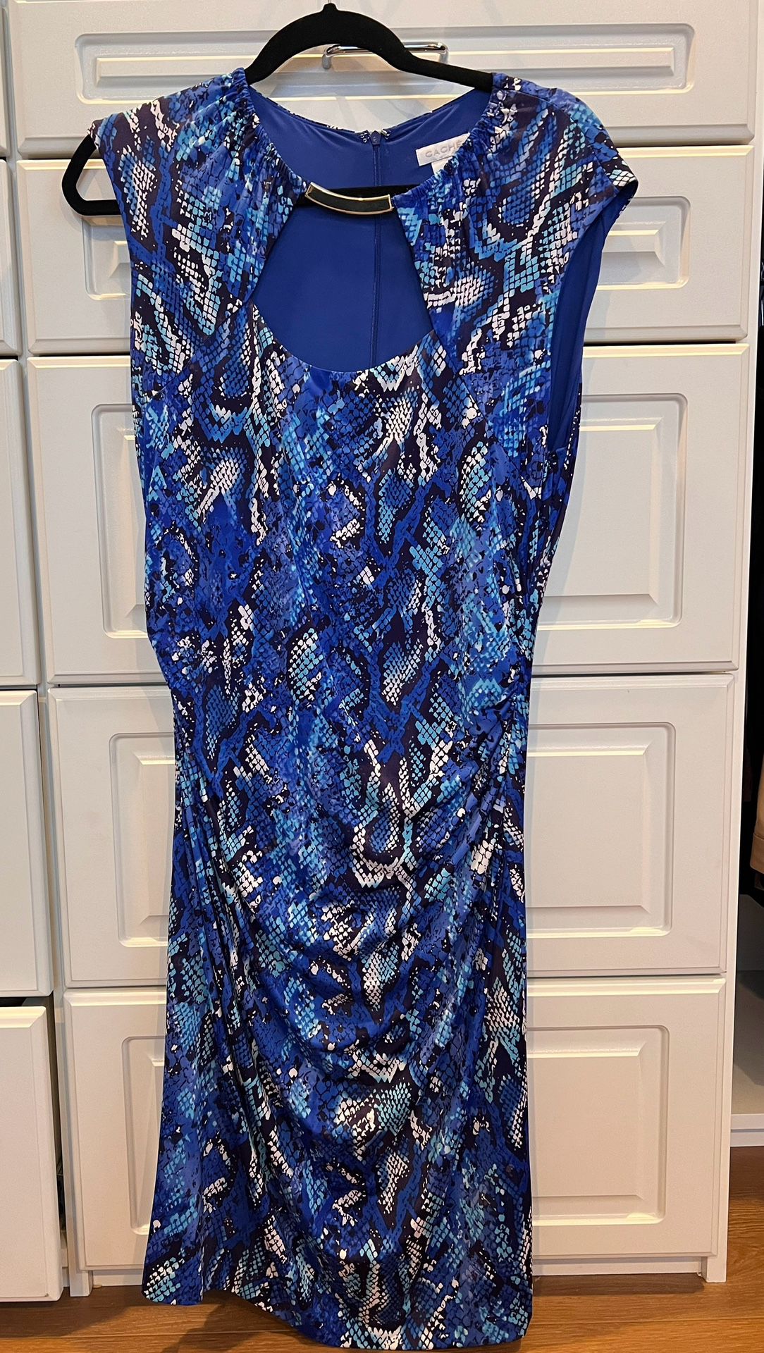 CACHE Blue Python Cocktail Dress Size 14