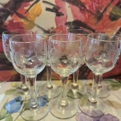 Princess House Heritage Crystal Etched Wine Glasses
