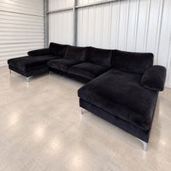 Couch Black Sectional Large Velvet | Like New