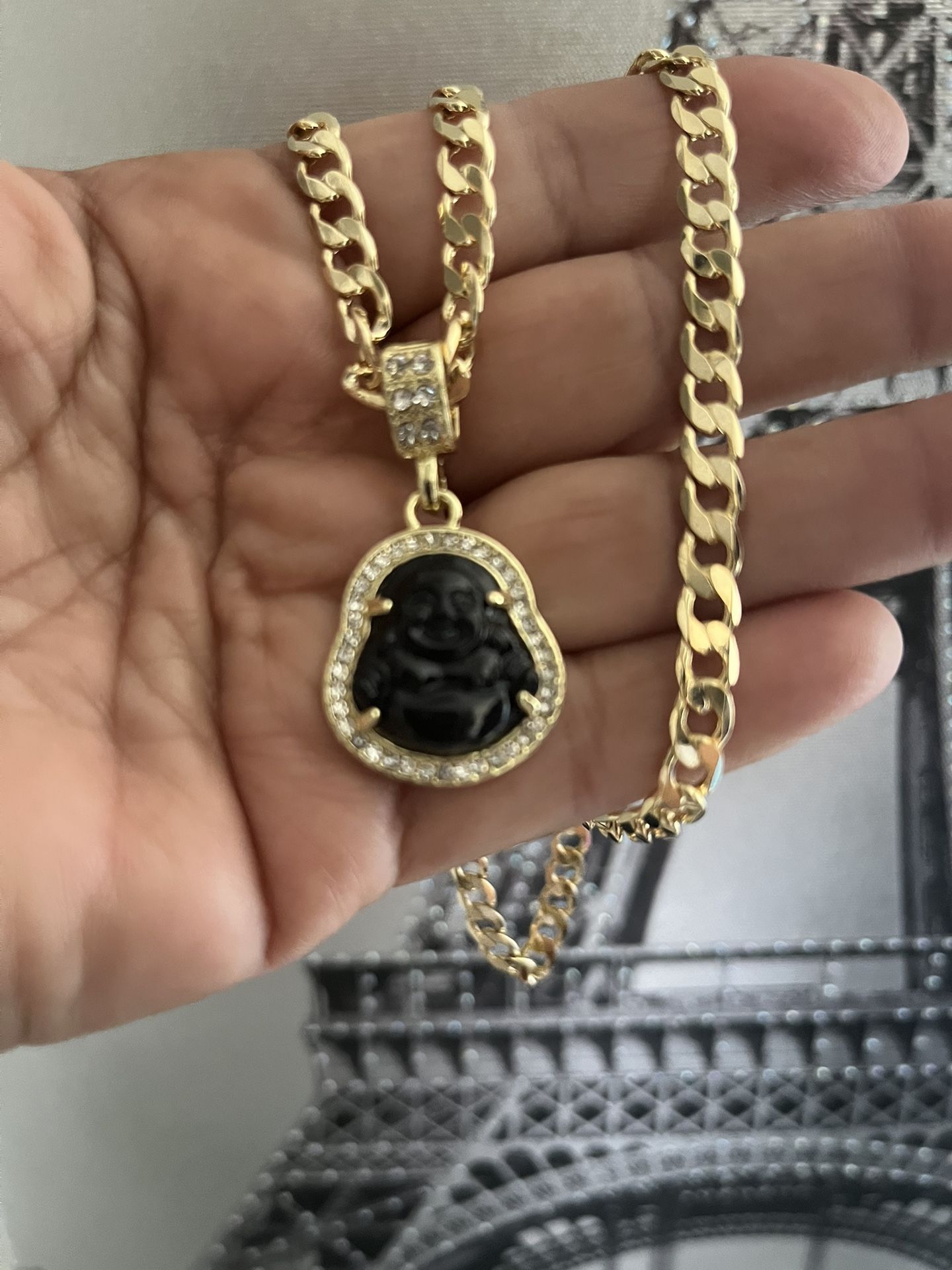 small black buddha necklace