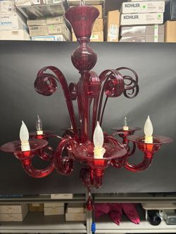 Red Glass Astro Rosso Botegga Chandelier 