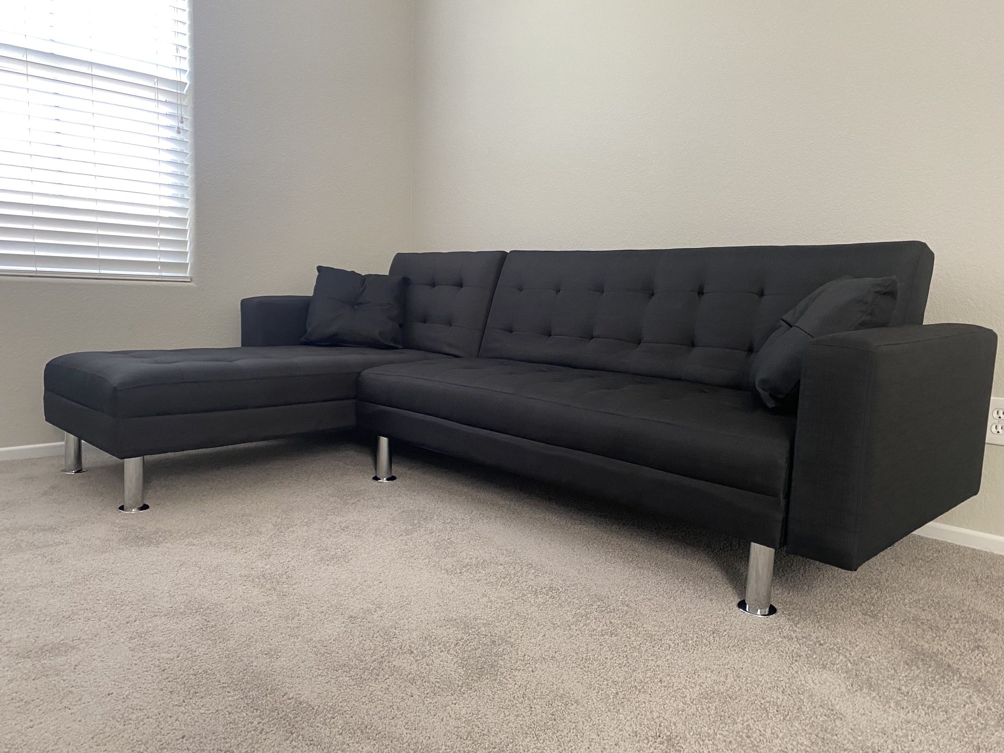 Black Fabric Sectional Sofa Bed