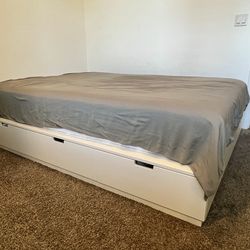 IKEA NORDLI Bed frame with storage, white, Queen