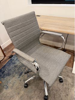 Great condition chrome and grey rolling office chair
