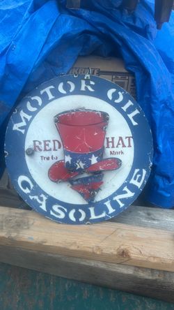 Red Hat gas and oil sign