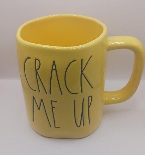Rae Dunn Artisan Collection by Magenta "Crack Me Up" MugYellow/Black Letters