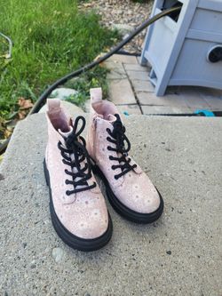 Girls Pink Floral Combat Boots size 13
