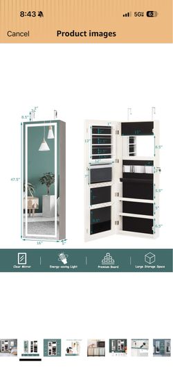 Full body mirror with storage and LED lights