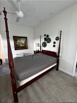 Queen size mahogany, solid wood poster bed frame