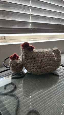 Hand made chickens mom and baby