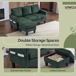 Green Corduroy Couch 