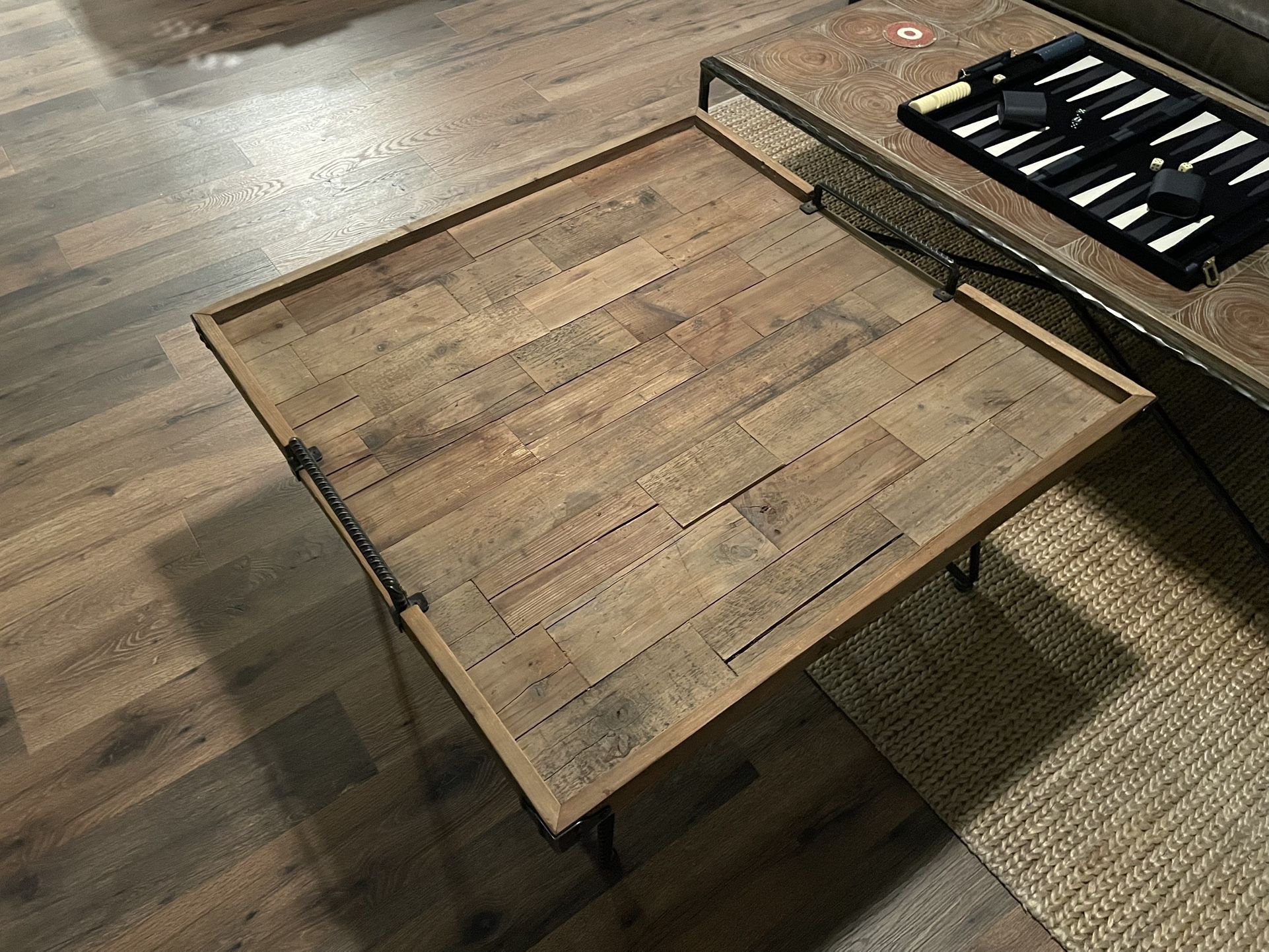 Rustic Distressed Wood And Metal Coffee Table